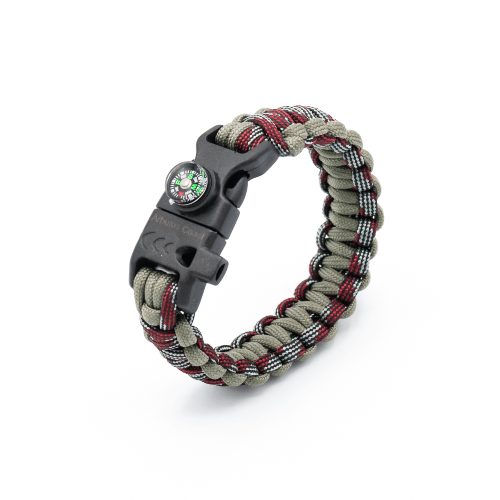 5 in 1 Paracord Bracelet (Grey/Red)